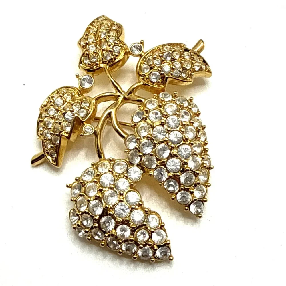 Vintage Clear Rhinestone Floral Cluster Brooch 2.5